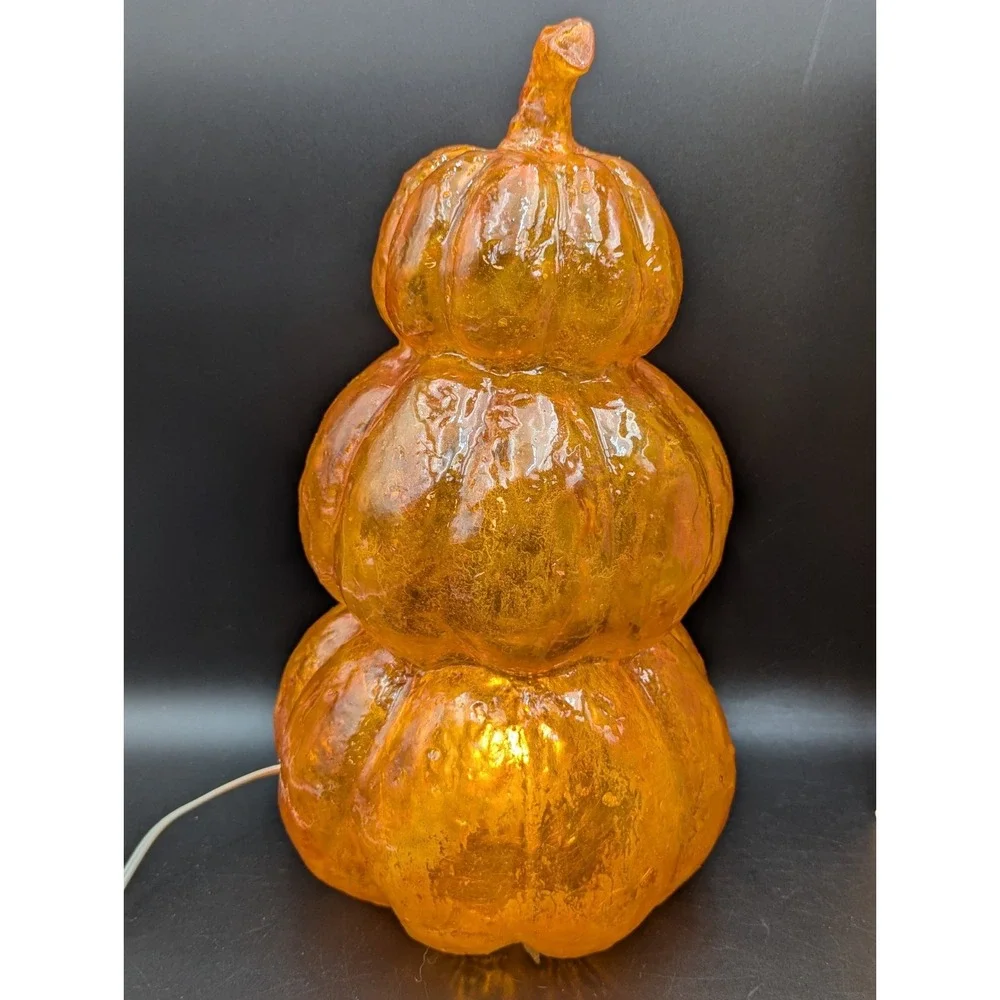 VTG? Halloween Fiberglass Pumpkin Totem Lamp Light 16 in